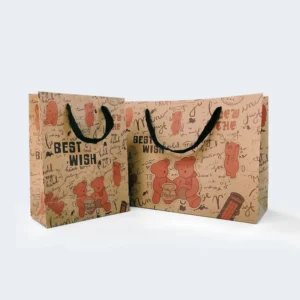 Square Kraft Paper Tote Bags with Handles for Wedding, Cosmetics, Clothing, Gifts, and Shopping