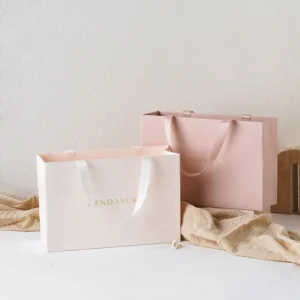 Square Wedding Flower Gift Paper Bags with Rope Handles, Custom Logo