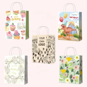 Thank You Custom Kraft Paper Bag with Logo, Biodegradable White Paper