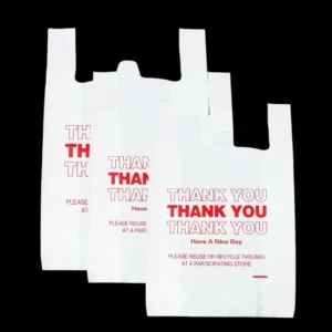Thank You Plastic Carryout Bags, T-Shirt Vest Handle, For Grocery Shopping