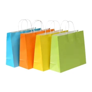 Craft Gift Brown and White Printed Kraft Paper Shopping Bags