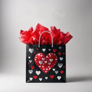 VT25 Heart Theme Fancy Custom Gift Paper Bag Luxury Valentine Paper Bags With Handles