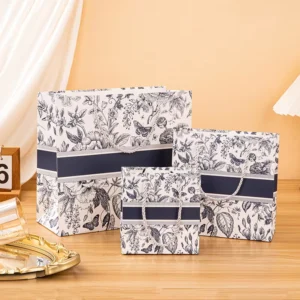 Vintage Floral Paper Tote Gift Bags with Custom Logo