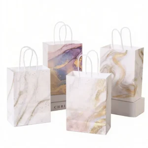 Vintage Kraft Paper Gift Bag with Handles, Custom Logo, Holiday Food and Clothing Gift Packaging, Factory Direct