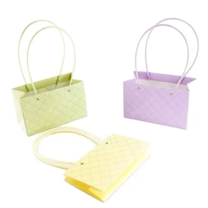 Waterproof Embossed Flower Packaging Paper Bag for Bouquets, Recyclable, with Handle