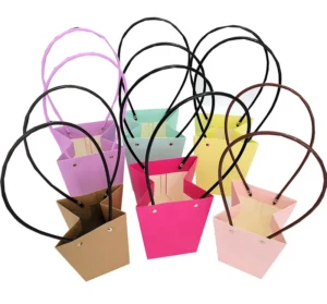 Waterproof Kraft Paper Flower Carry Bag with Offset Printing and Recyclable Material
