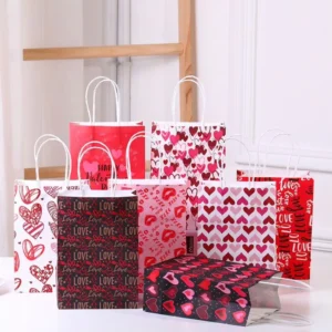 Wedding Party Kraft Paper Gift Bag with Handle for Valentine’s Day