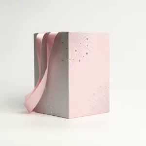 White Coated Paper Card Gift Bag, Ribbon Handle, Folder Style, Recyclable