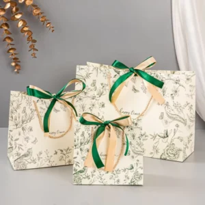 White Eco-Friendly Cardboard Shopping Bag, Large Christmas Gift Bag with Custom Logo