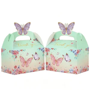 White Paper Gift and Food Bag with Butterfly Pattern and Offset Printing
