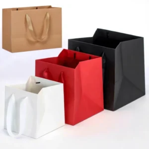 White and Black Kraft Paper Shopping Bags Customized for Christmas, Festivals, and Business Gifts
