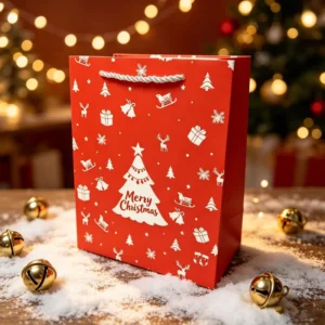 Xiyu Eco Friendly Art Paper Christmas Gift Bags Custom Printed Craft Bags Ribbon Handles Extra Large Size