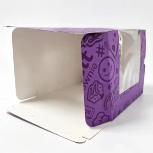 10 x 10 x 8 Inch Custom-Printed Food-Grade Paperboard Cake Box with Clear Window, Recyclable