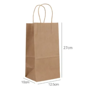 100-Piece Brown Kraft Paper Cup Takeout Bags with Handle