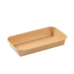 100% Recycled SM7-1101 Kraft White Bamboo Paper Sushi Tray, Microwave Safe