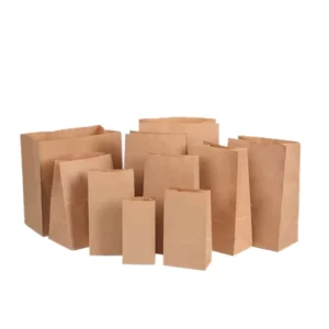 100% Recycled White and Brown Kraft Paper Lunch and Shopping Bags with Printed Logo for Snacks and Bakery