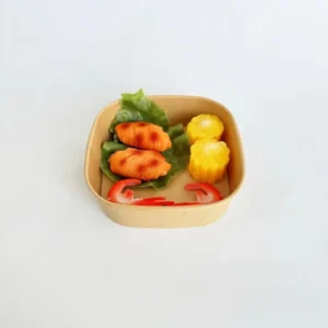1000ml Square Disposable Kraft Paper Food Tray for Fast Food Takeaway