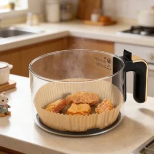 100PCS 8 Inch Coated Food-Grade Disposable Air Fryer Parchment Paper Liners for Oven and Cookie Baking