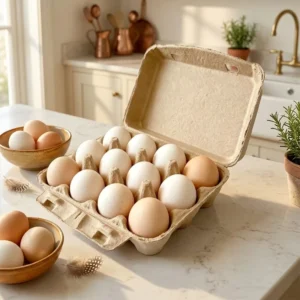 12-Egg Sugarcane Bagasse Pulp Carton for Farm and Retail Use