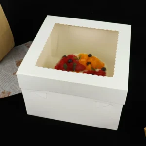 12-Inch Disposable Kraft Paper Cake Packaging Box with Clear Window