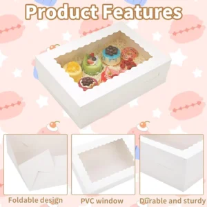 14x10x4in Bakery Boxes Glossy Matt Lamination UV Coating Custom Color Customizable Half Sheet Window Design for Food Items