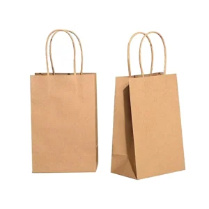 15*8*21cm 130g in Stock Shopping Gift Handle Craft Print Food Takeaway Packaging White Brown Small Kraft Paper Bag