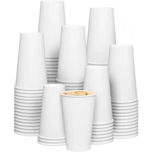 16 oz Disposable White Single Wall Food Grade Paper Hot Coffee Cup With Lid