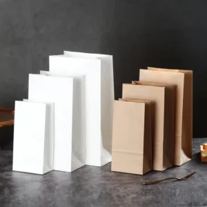 18*11*32cm Grease-Proof Reusable Recyclable Biodegradable Kraft Paper Bags, Square Bottom Packing Pouch