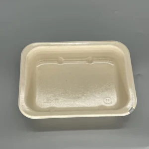 187x137x35mm Heat-Sealable Waterproof CPET-Coated Biodegradable Sugarcane Bagasse Airline Meal Tray