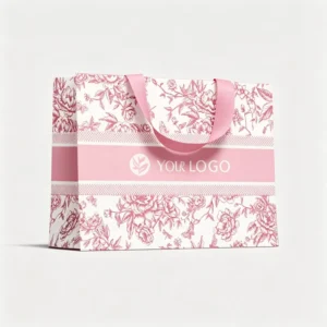 190-230gsm Thick Recyclable White Card Gift Tote with Inner Belt, Built-in Ribbon Handle, Screen Printed Custom Logo