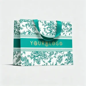 190-230gsm Thick Recyclable White Card Gift Tote with Inner Belt Built-in Ribbon Handle Screen-Printed Custom Logo