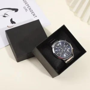2-Piece Rigid Cardboard Watch Box with Soft Pillow Foam Lining and Rounded Corners