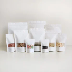 23x35cm Big Stand up White Kraft Paper Bag with Window