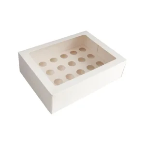 24-Hole Mini Paperboard Bakery Boxes No Fold Design UV Convenient Cupcake Storage Matt Lamination Window Lid Display