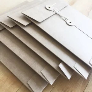 250g Brown Recycled Kraft Paperboard Envelope with String Tie Closure, Eyelet, and Offset Printing