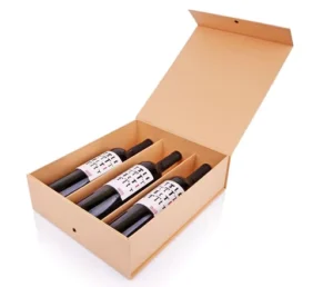 3 Bottle Magnetic Wine Gift Box with Dividers