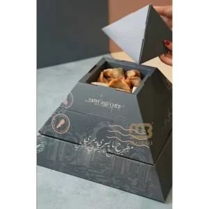 3-Layer Custom Takeout Pyramid-Shaped Food-Grade Paper Box Catering Packaging Bread Dessert Snack Pastry Grazing Box