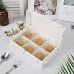 350g Food Grade White Cardboard Mooncake Box with Custom Printing