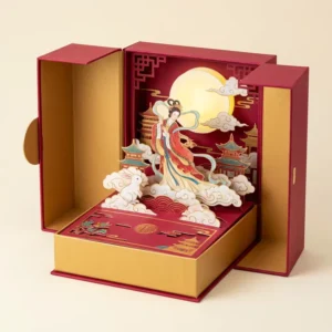 3D Pop-up Mooncake Box with Motion Structure for Mid-Autumn Festival Gift Packaging