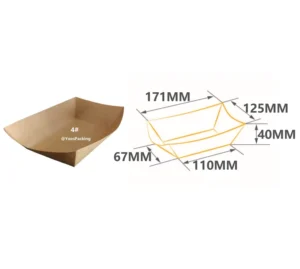#4 Coated Printable Kraft Paper Boat Food Serving Tray