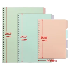4-Color Divider Paper A5 Loose-Leaf Notebook 20-Hole Index Page B5 Spiral Binding Strip 26-Hole Separator Paper Classification