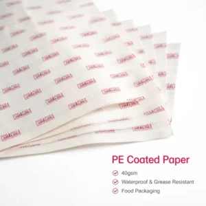 40gsm Food-Grade Single-Side PE-Coated Paper Waterproof Greaseproof Custom Print Bakery Tray Liner Deli Food Packaging