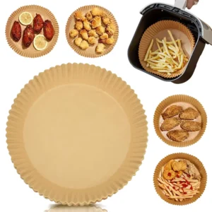 450°F Food-Safe Round Air Fryer Parchment Paper Liners, 7.9 Inch, 100 Pieces, for Chicken, Fries, and Roasting