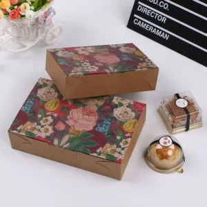 50/80g Kraft Paper Flip-Cover Square Blister Mooncake Packaging Box for Biscuit Gift Packaging with Matt Lamination and Embossing