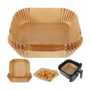 50 Pcs 100 Pcs Custom Greaseproof Silicone-Coated Rectangle Parchment Paper Air Fryer Liner, Food Grade
