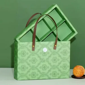 6-8 Cardboard Mooncake Box with Premium Luxury Biodegradable Kraft Paper, Printed Embossing, Fancy Designs, and Carry Bag