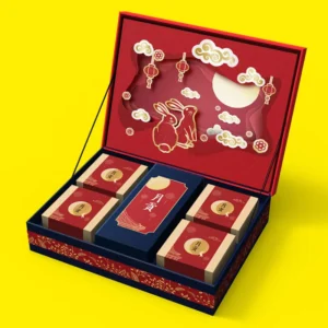 6-Piece 3D Custom Printed Paper Mooncake Box for Chinese Mid-Autumn Festival