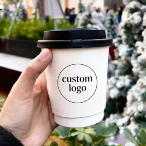 6oz 8oz 10oz 16oz Double Wall Disposable Paper Coffee Cups with Lids and Custom Logo Printing