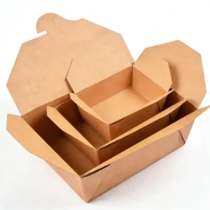 750ml Disposable Kraft Paper Lunch Box for Sushi and Noodles, Recyclable with Embossing