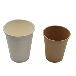 8 oz Single Wall Cafe Coffee Paper Cup Biodegradable Disposable Kraft PET Material with Lid for Hotels Camping
